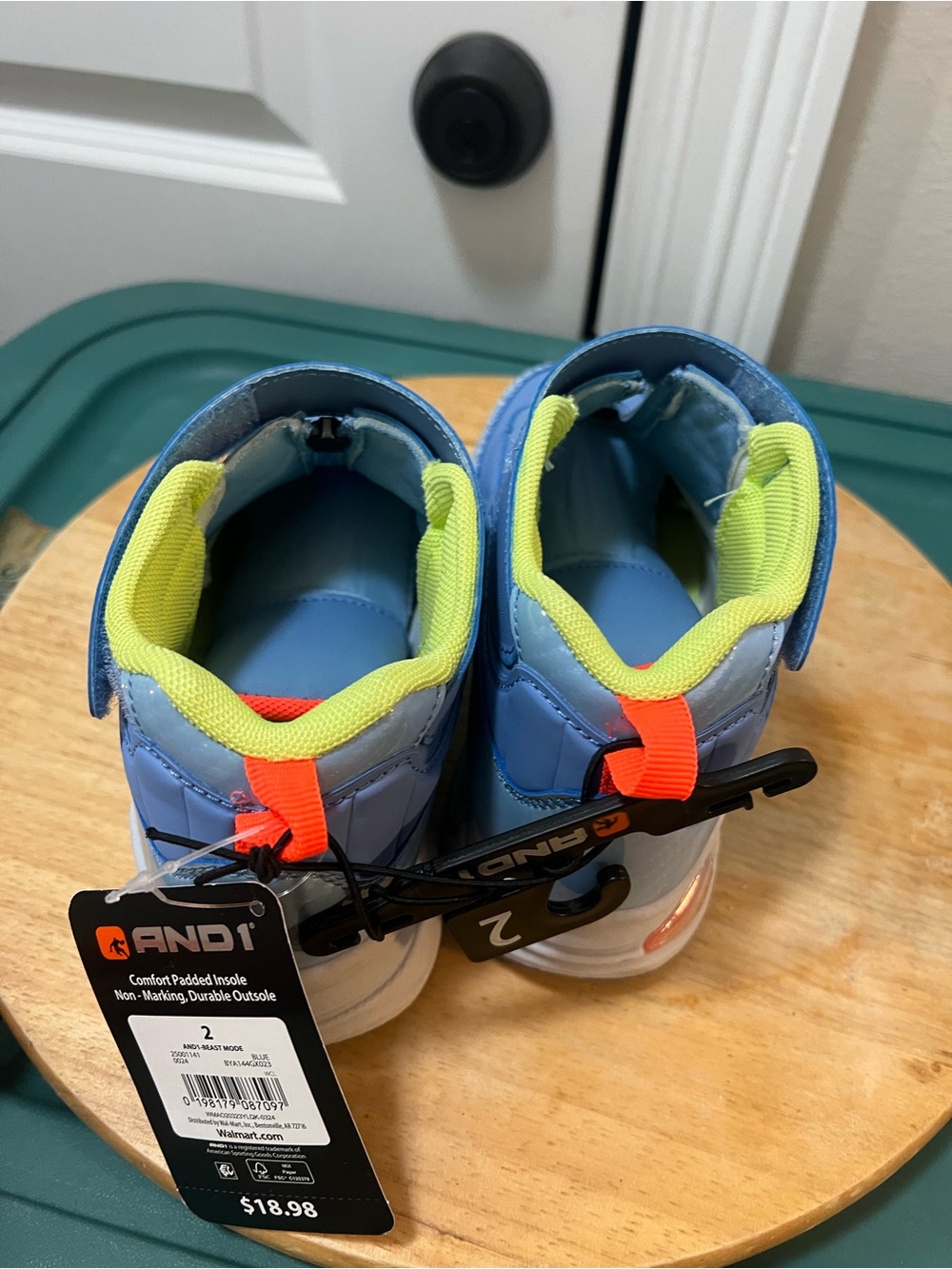 And1 Kids Light Blue Sneakers with Neon Yellow and Orange Accents
